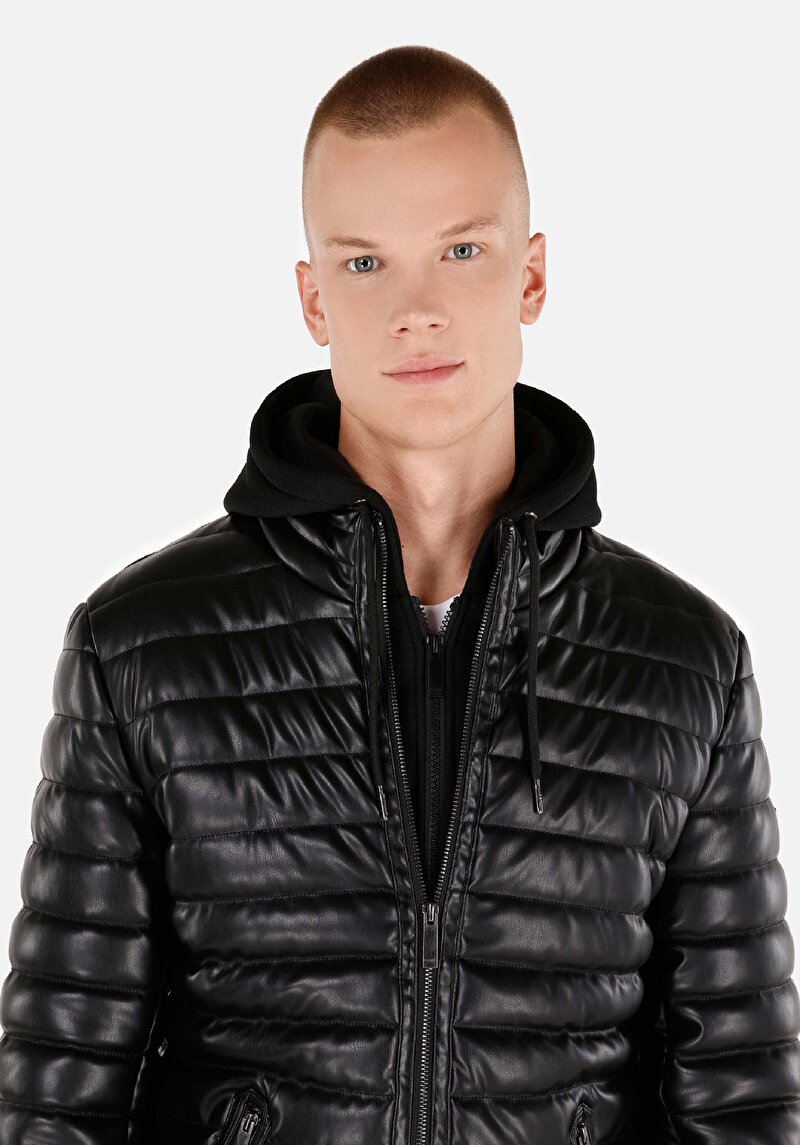 Показати інформацію про Куртка З Еко-шкіри Чоловіча Чорна  Cl1071015
