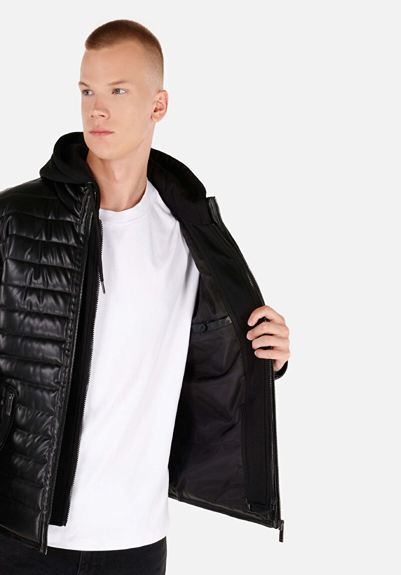 Показати інформацію про Куртка З Еко-шкіри Чоловіча Чорна  Cl1071015