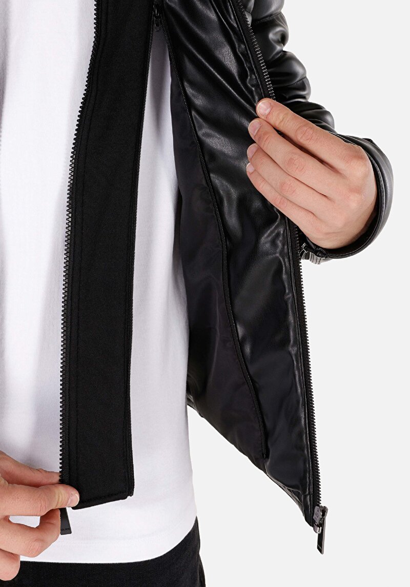 Показати інформацію про Куртка З Еко-шкіри Чоловіча Чорна  Cl1071015