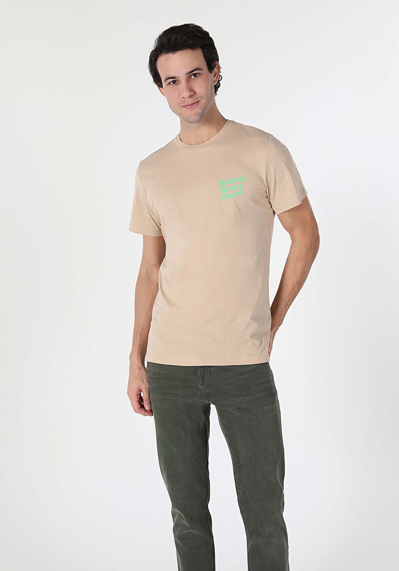 Показати інформацію про Футболка З Коротким Рукавом Чоловіча Бежева  Cl1057612