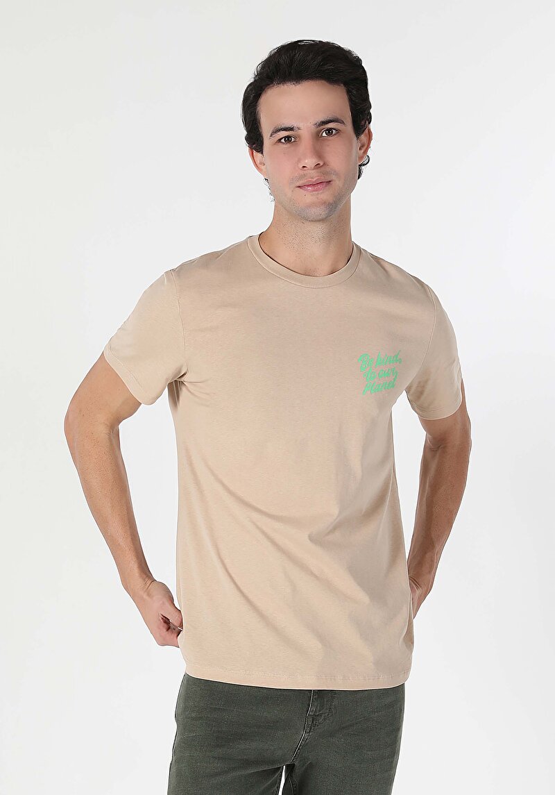 Показати інформацію про Футболка З Коротким Рукавом Чоловіча Бежева  Cl1057612