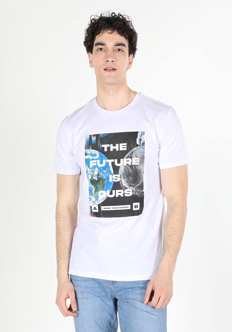 Показати інформацію про Футболка З Коротким Рукавом Чоловіча Біла  Cl1057613