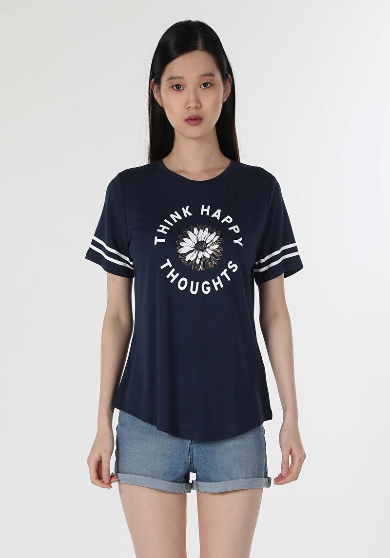 Показати інформацію про Футболка З Коротким Рукавом Жіноча Синя  Cl1058135