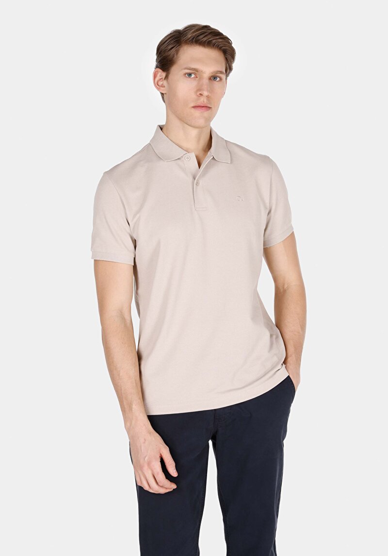 Зображення Поло З Коротким Рукавом Чоловіче Бежеве Cl1073960