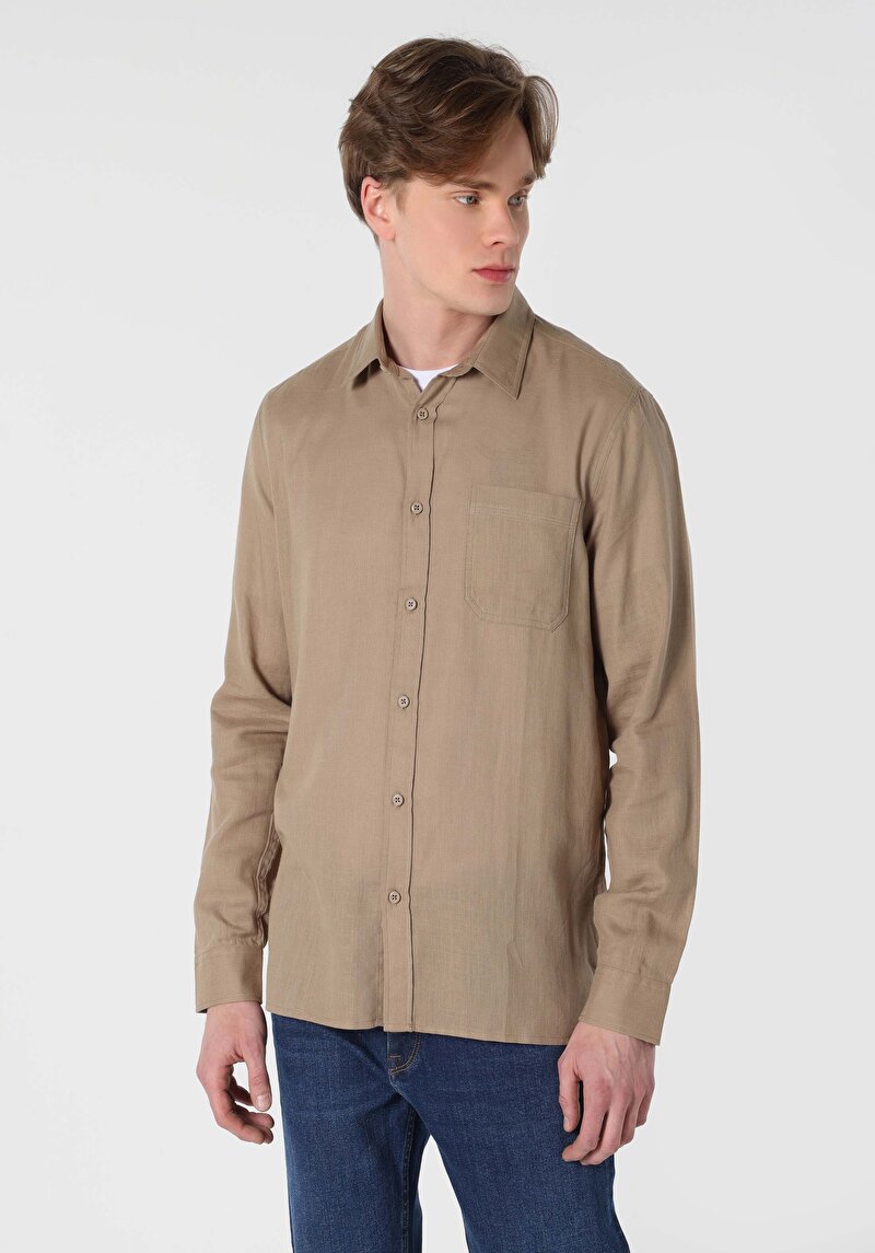 Зображення Сорочка З Довгим Рукавом Чоловіча Бежева Cl1062133