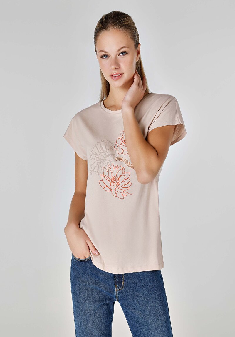 Зображення Футболка З Коротким Рукавом Жіноча Бежева  Cl1063241