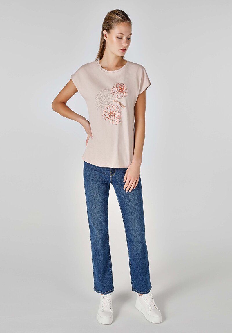 Показати інформацію про Футболка З Коротким Рукавом Жіноча Бежева  Cl1063241