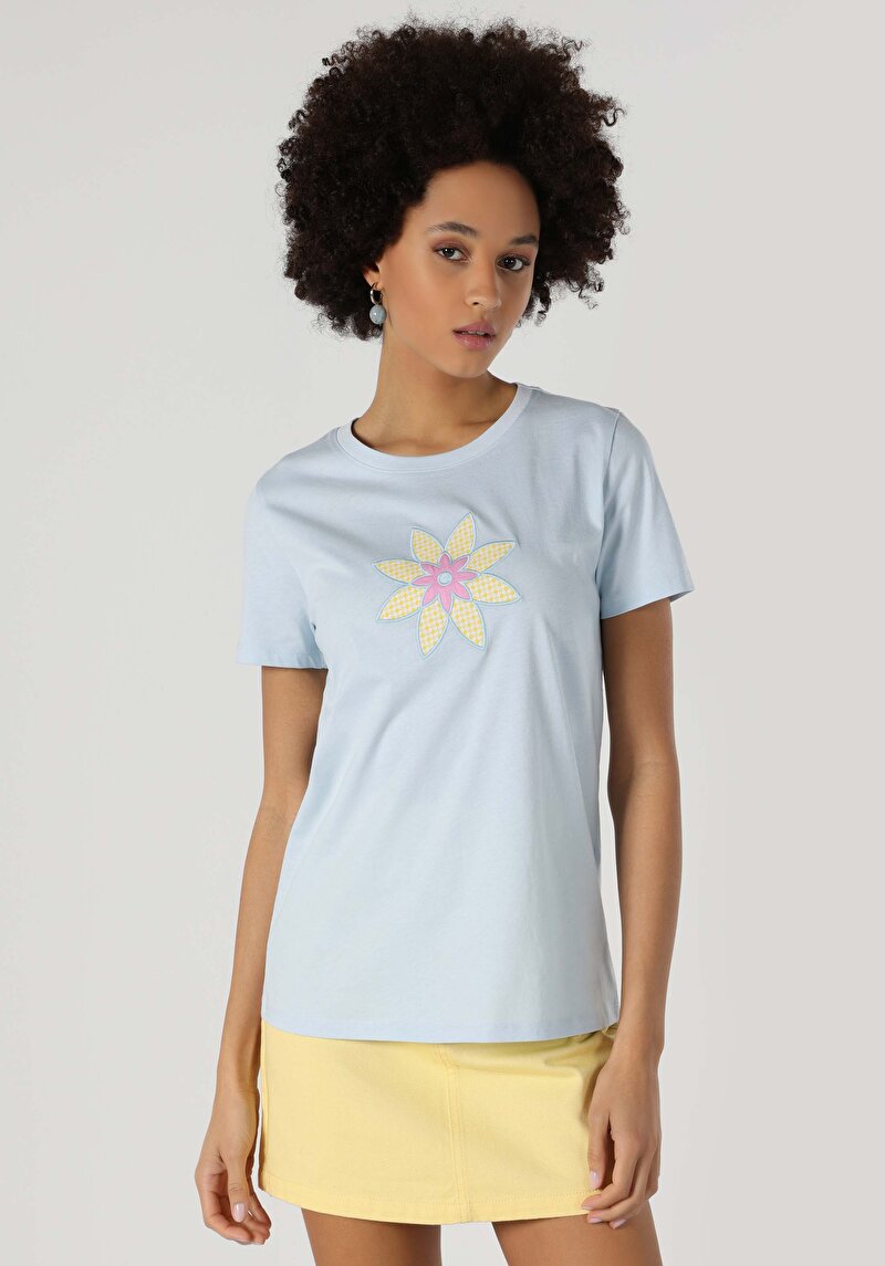 Показати інформацію про Футболка З Коротким Рукавом Жіноча Блакитна  Cl1063254