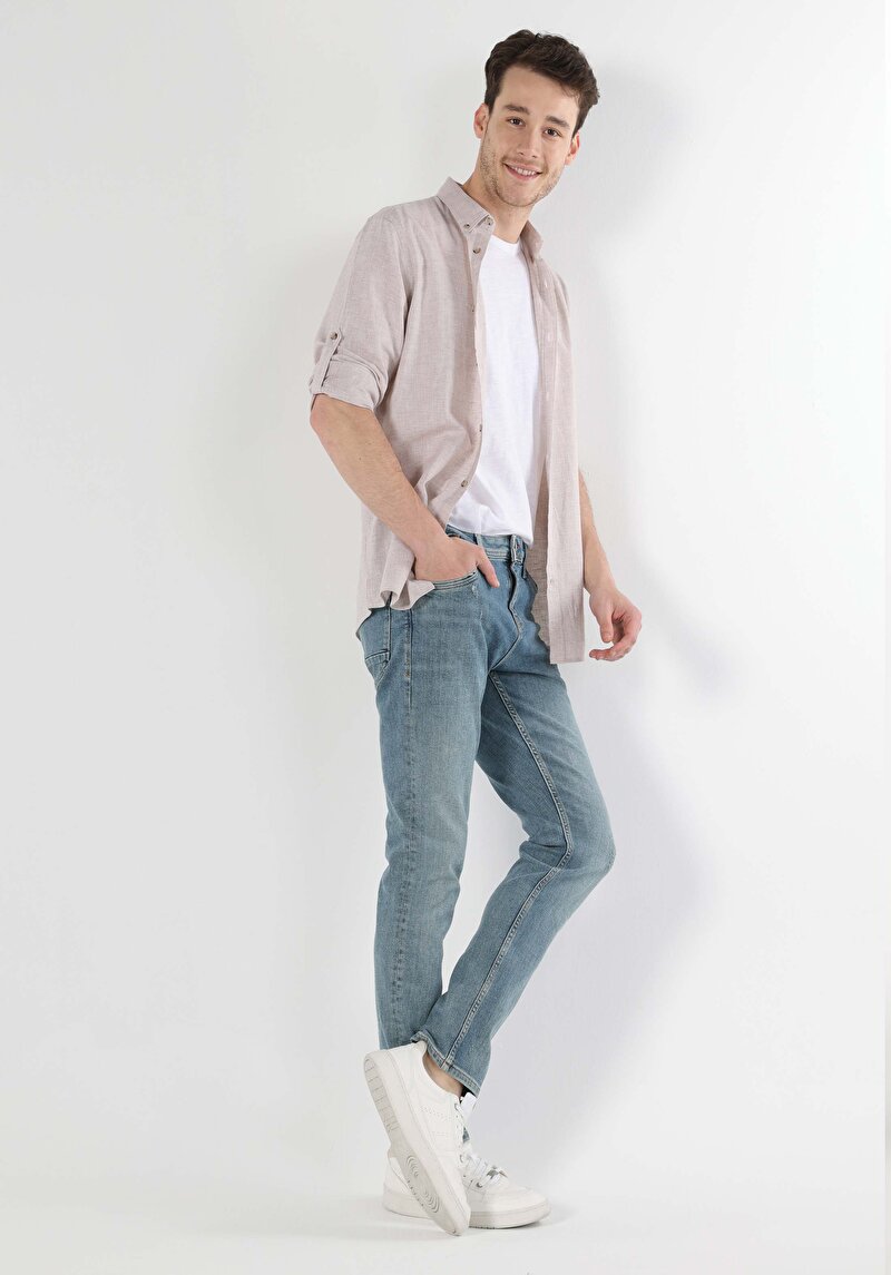 Зображення 044 Karl Джинси Чоловічі Блакитні Прямого Крою Cl1063524