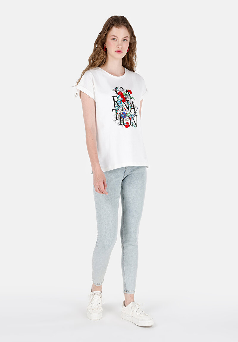 Показати інформацію про Футболка З Коротким Рукавом Жіноча Біла  Cl1066575