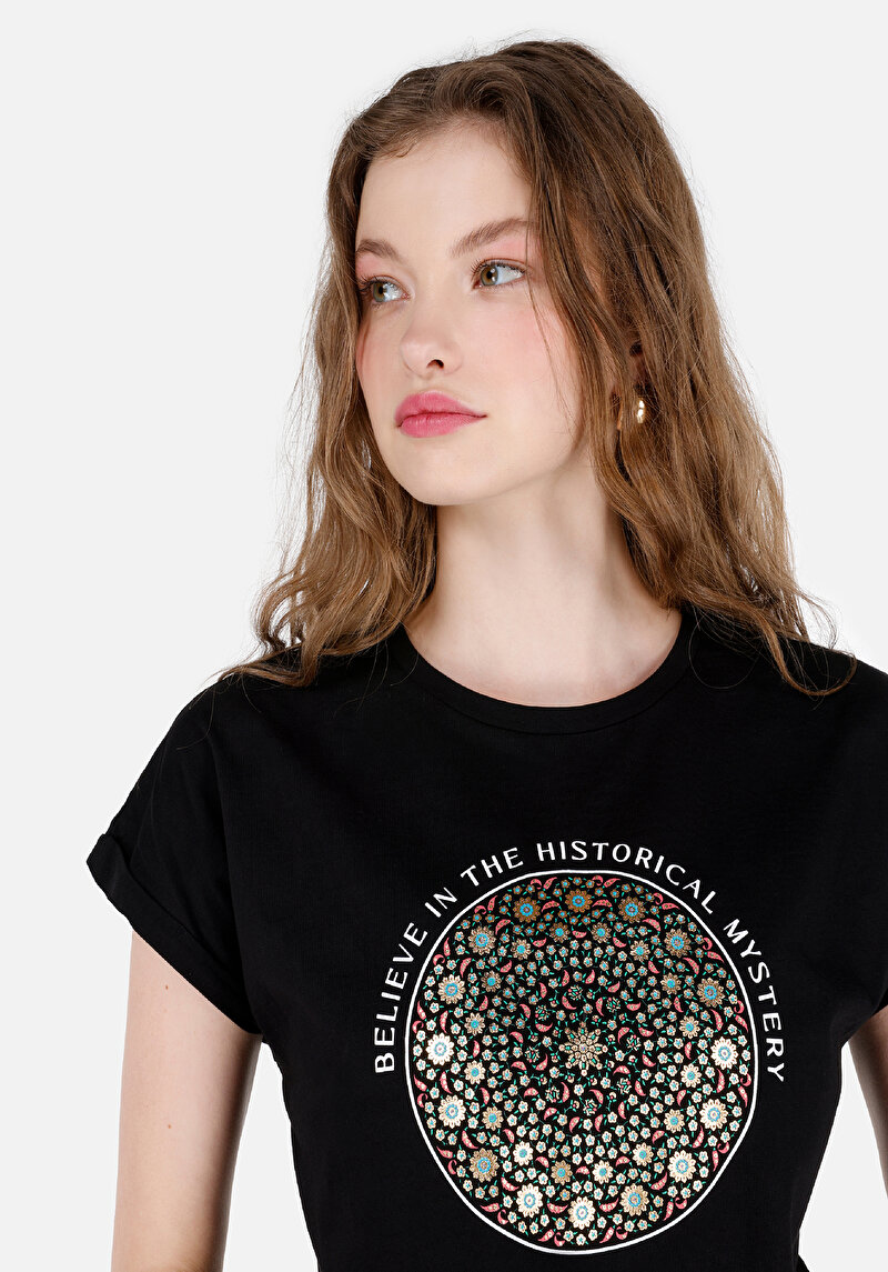 Показати інформацію про Футболка З Коротким Рукавом Жіноча Чорна  Cl1066578