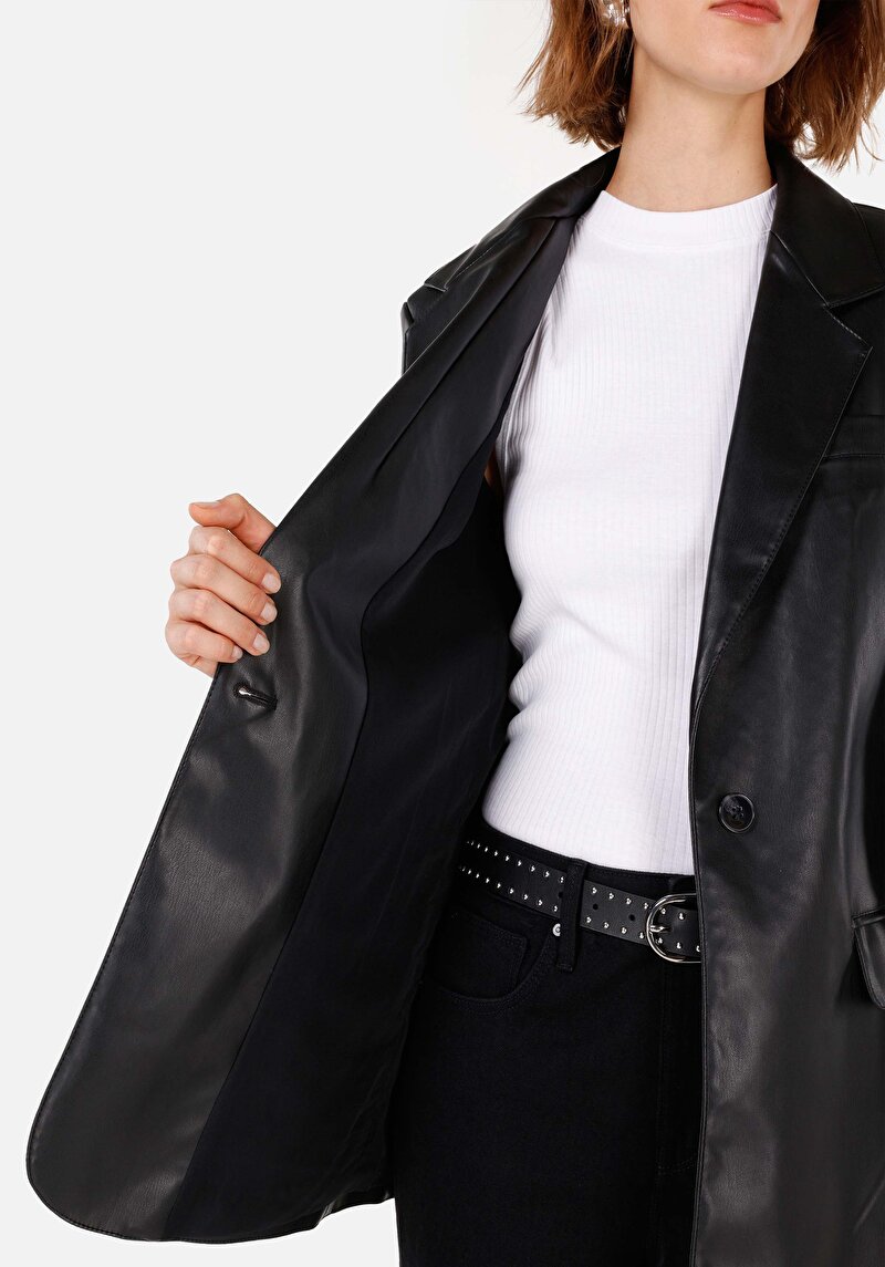 Показати інформацію про Куртка З Еко-шкіри Жіноча Чорна  Cl1070369