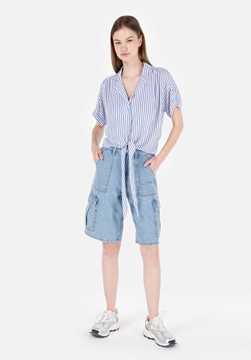 Зображення Сорочка З Коротким Рукавом Жіноча Блакитна Cl1068893