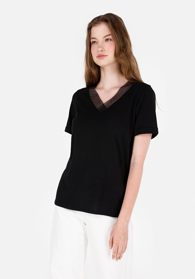 Зображення Футболка З Коротким Рукавом Жіноча Чорна  Cl1069118