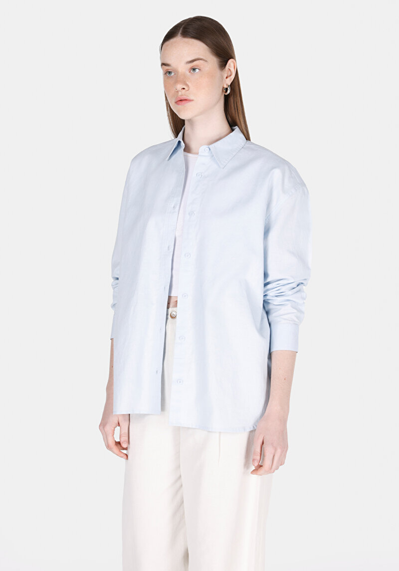 Зображення Сорочка З Довгим Рукавом Жіноча Блакитна  Cl1068538