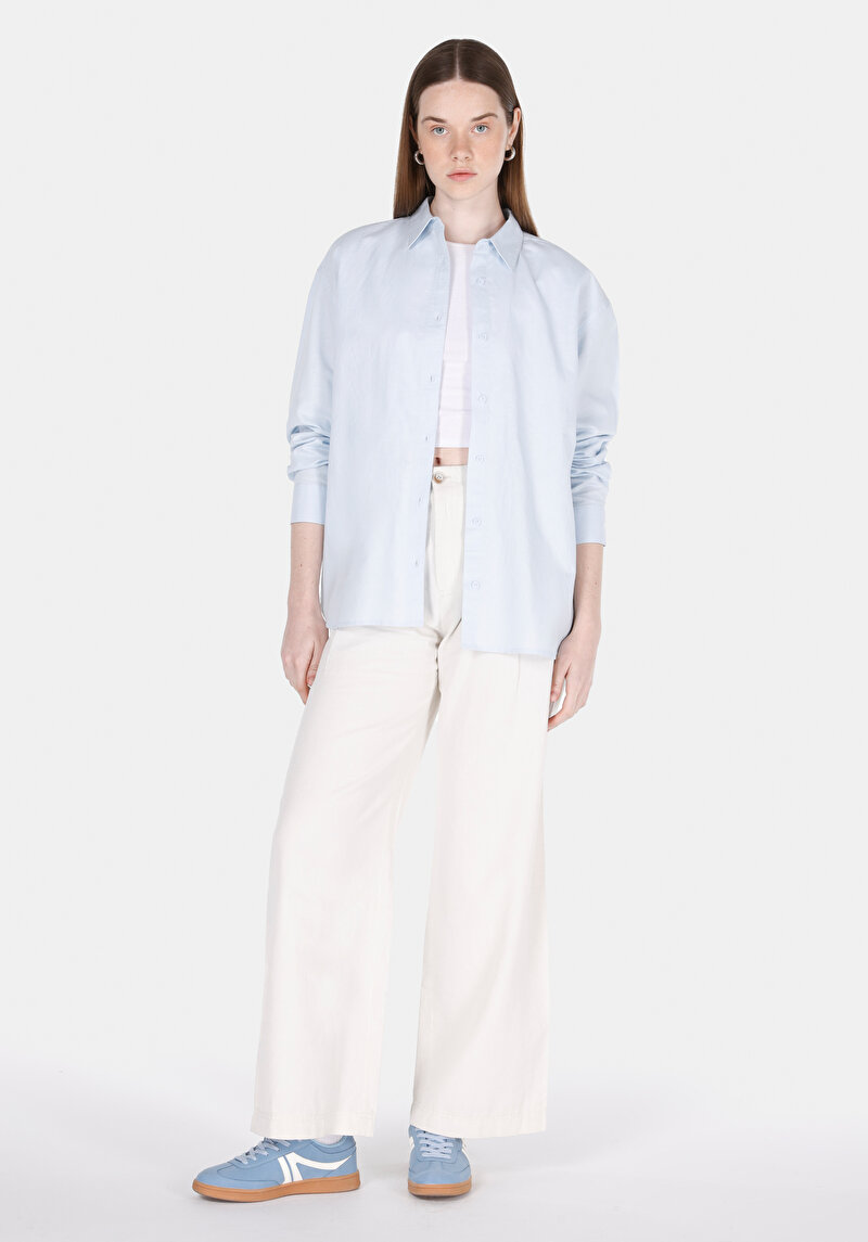 Показати інформацію про Сорочка З Довгим Рукавом Жіноча Блакитна  Cl1068538