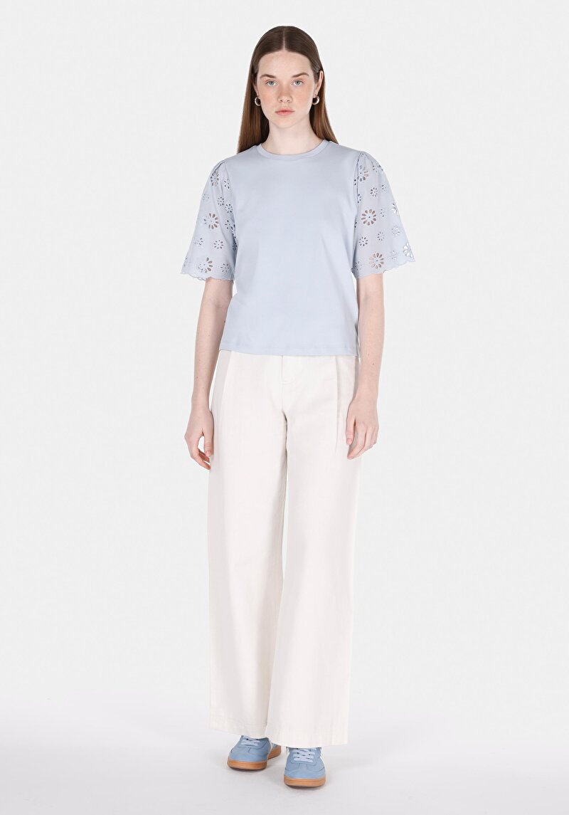 Показати інформацію про Блуза З Коротким Рукавом Жіночий Блакитна  Cl1073350