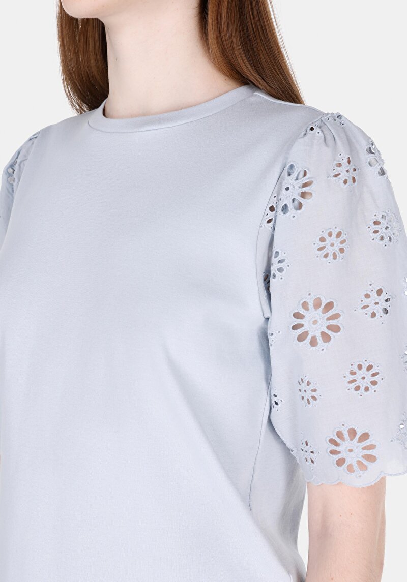 Показати інформацію про Блуза З Коротким Рукавом Жіночий Блакитна  Cl1073350