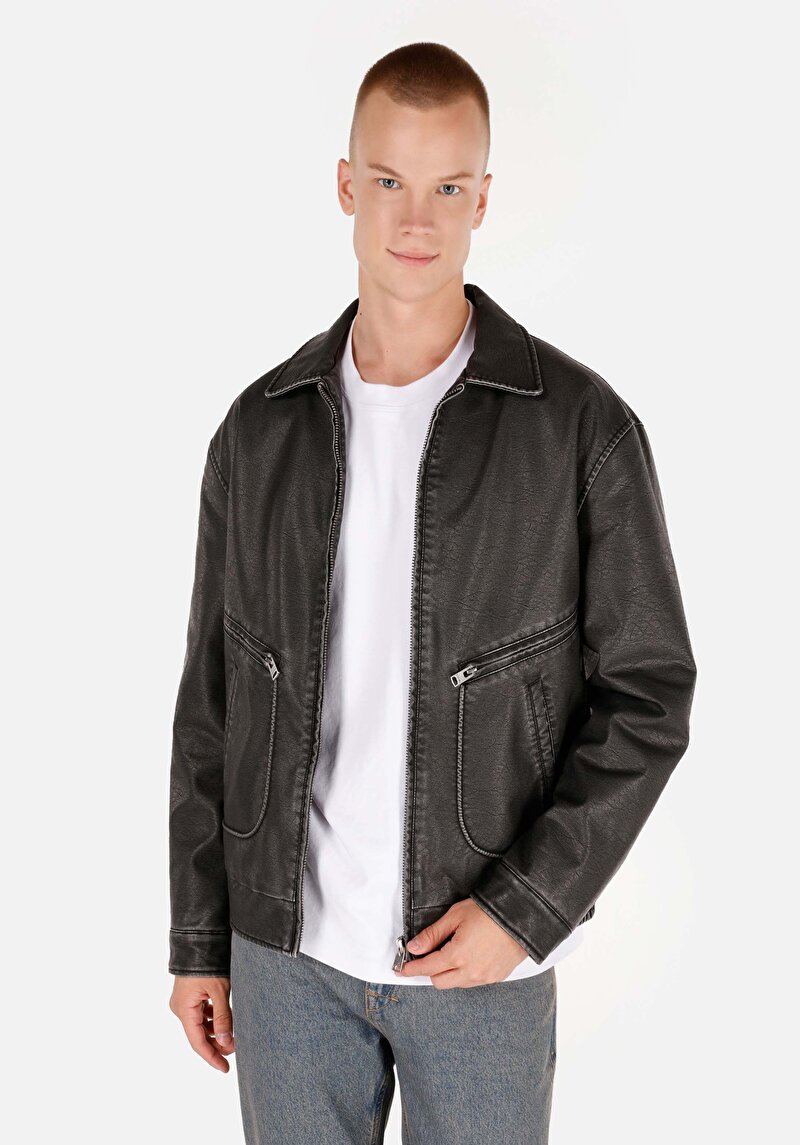 Зображення Куртка З Еко-шкіри Чоловіча Чорна  Cl1069916