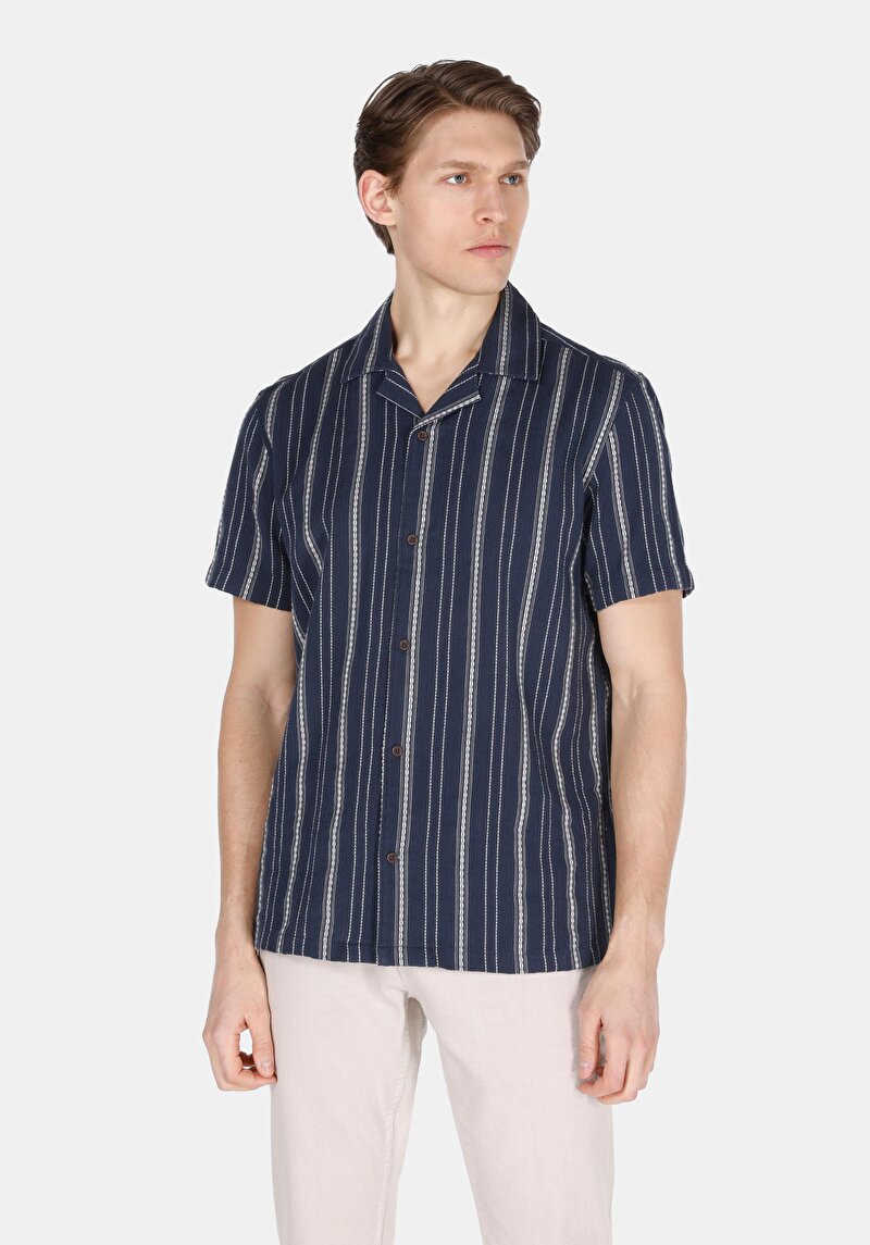 Зображення Сорочка З Коротким Рукавом Чоловіча Синя  Cl1072877