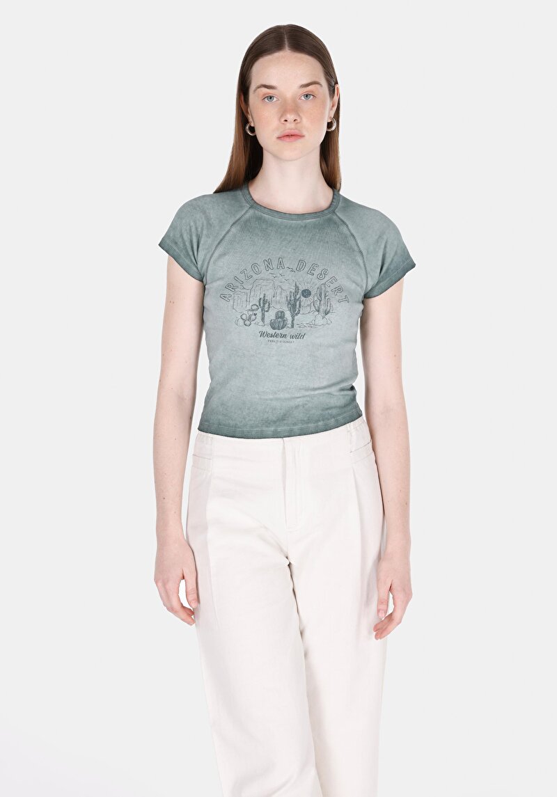 Зображення Футболка З Коротким Рукавом Жіноча Зелена  Cl1074580