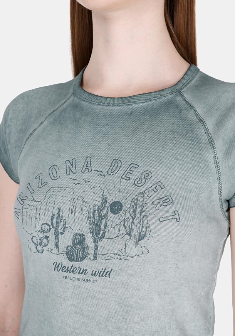 Показати інформацію про Футболка З Коротким Рукавом Жіноча Зелена  Cl1074580