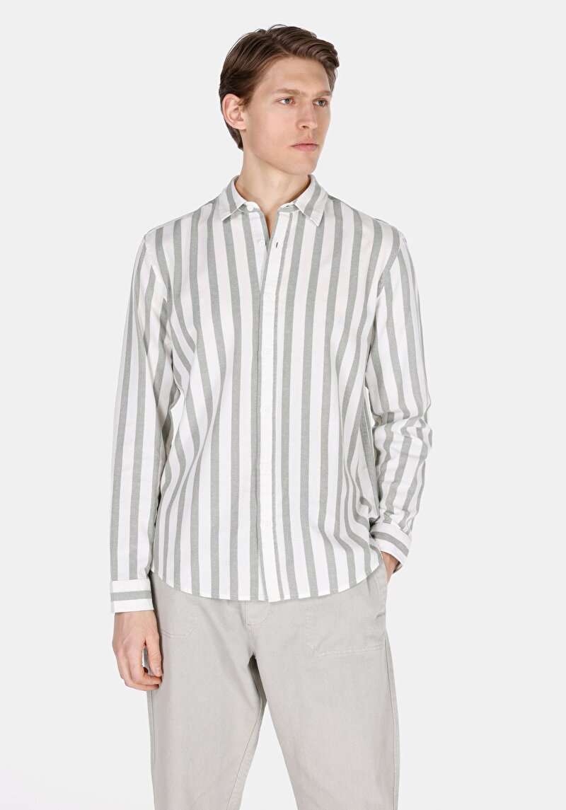 Зображення Сорочка З Довгим Рукавом Чоловіча Зелена  Cl1073562