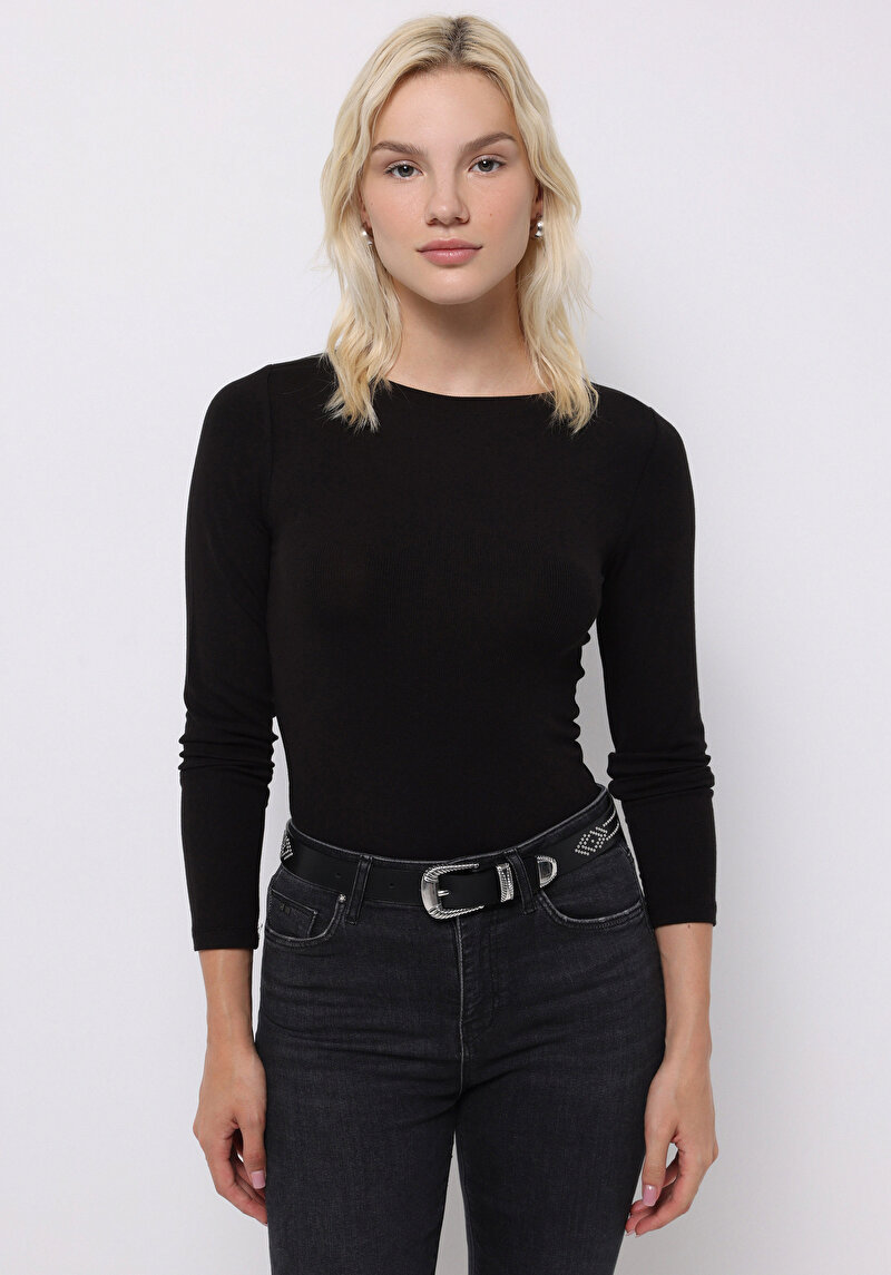 Зображення Футболка З Довгим Рукавом Жіноча Чорна  Cl1070957