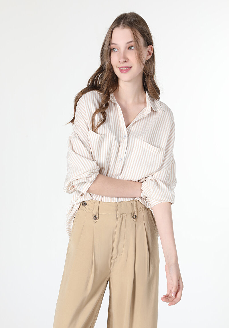 Зображення Сорочка З Довгим Рукавом Жіноча Бежева Cl1061046