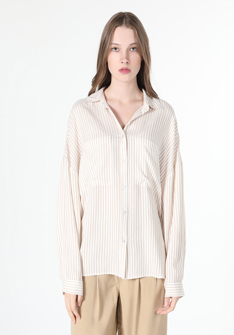 Показати інформацію про Сорочка З Довгим Рукавом Жіноча Бежева  Cl1061046