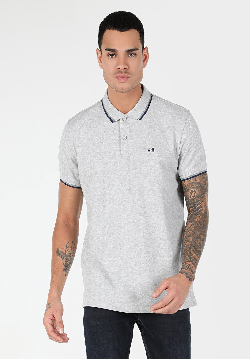 Зображення Поло З Коротким Рукавом Чоловіче Сіре  Cl1063414
