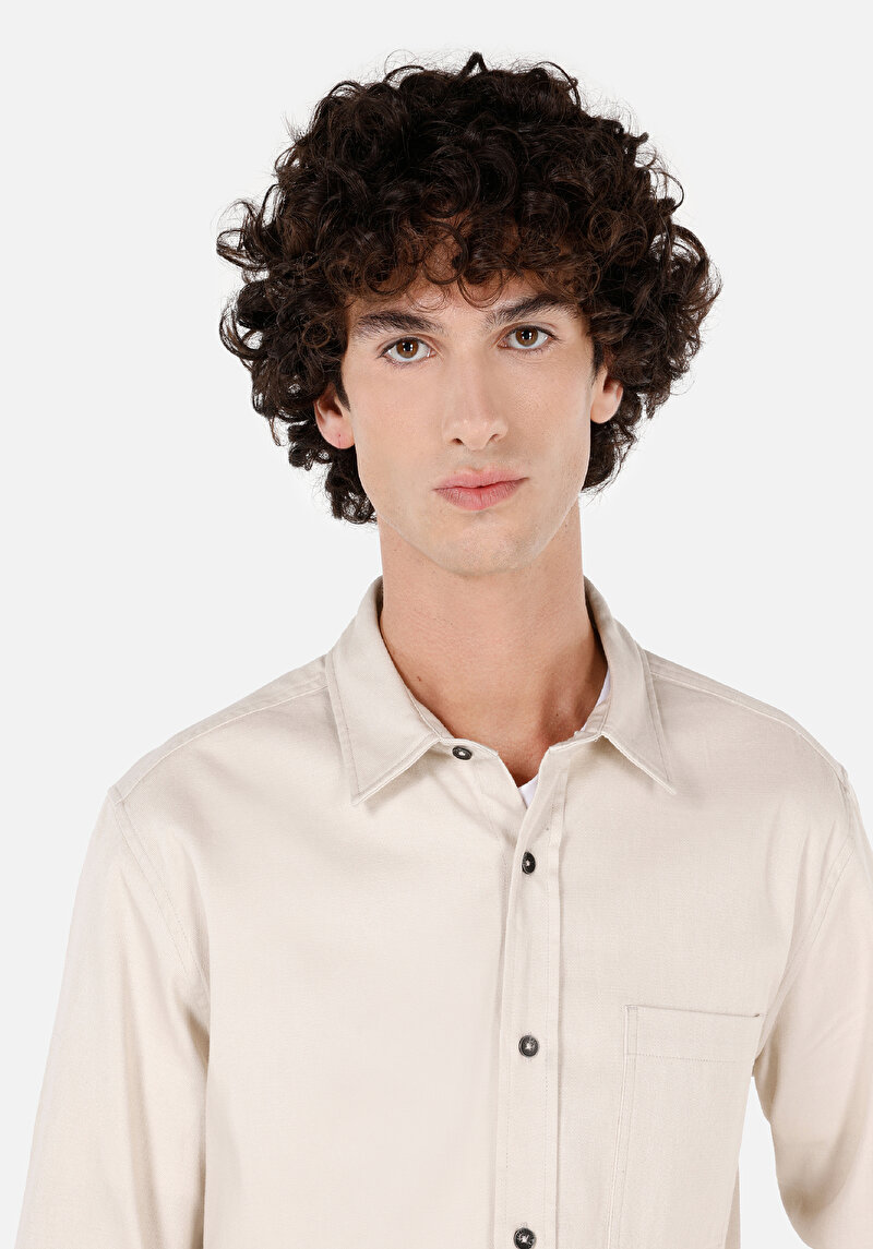 Показати інформацію про Сорочка З Довгим Рукавом Чоловіча Бежева  Cl1071442