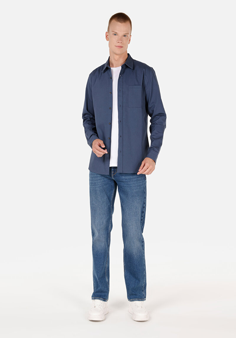 Показати інформацію про Сорочка З Довгим Рукавом Чоловіча Блакитна  Cl1071442