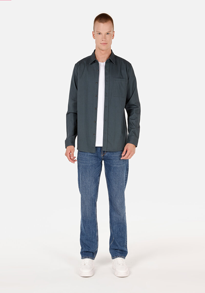 Показати інформацію про Сорочка З Довгим Рукавом Чоловіча Зелена  Cl1071442