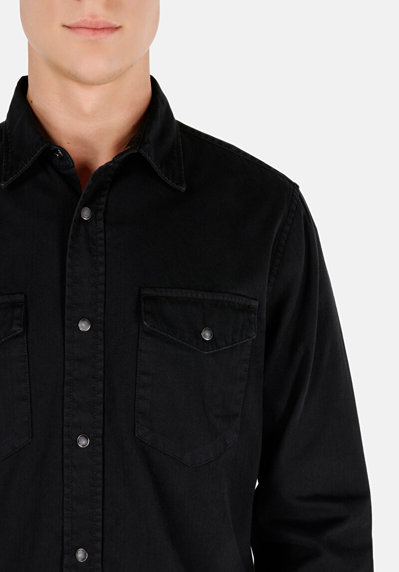 Показати інформацію про Сорочка З Довгим Рукавом Чоловіча Чорна  Cl1071462