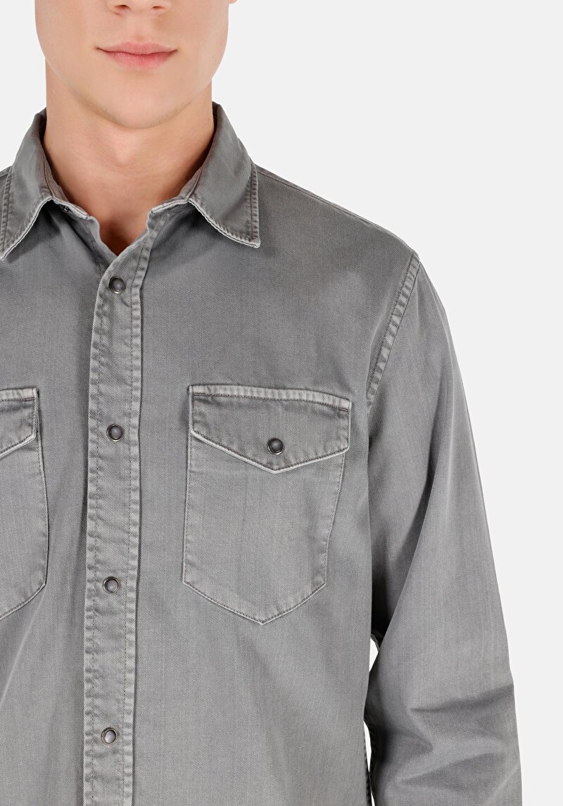 Показати інформацію про Сорочка З Довгим Рукавом Чоловіча Сіра  Cl1071462