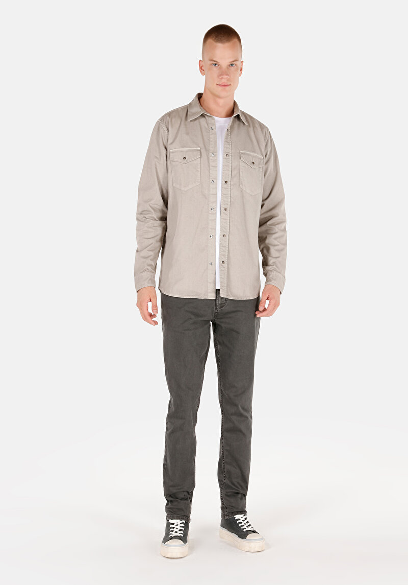 Показати інформацію про Сорочка З Довгим Рукавом Чоловіча Сіра  Cl1071462