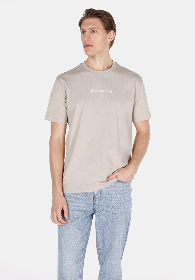 Зображення Футболка З Коротким Рукавом Чоловіча Бежева  Cl1071872