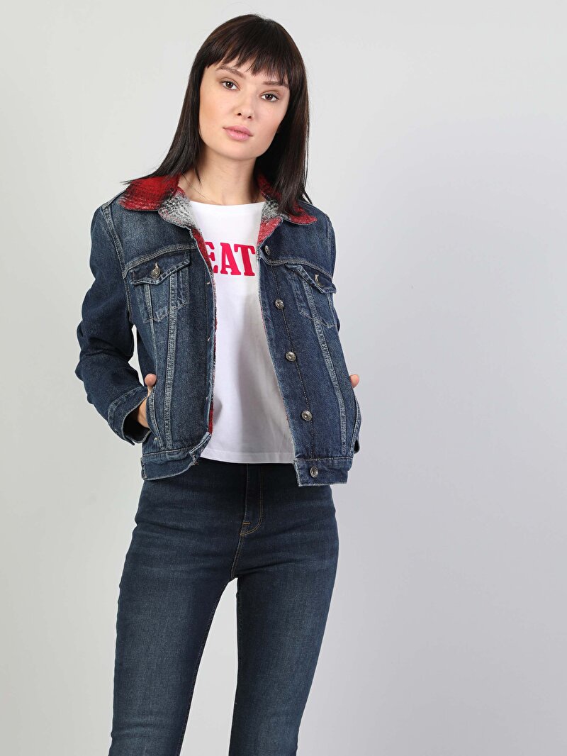 Показати інформацію про Джинсова Куртка Жіноча Синя Класичного Крою CL1047241