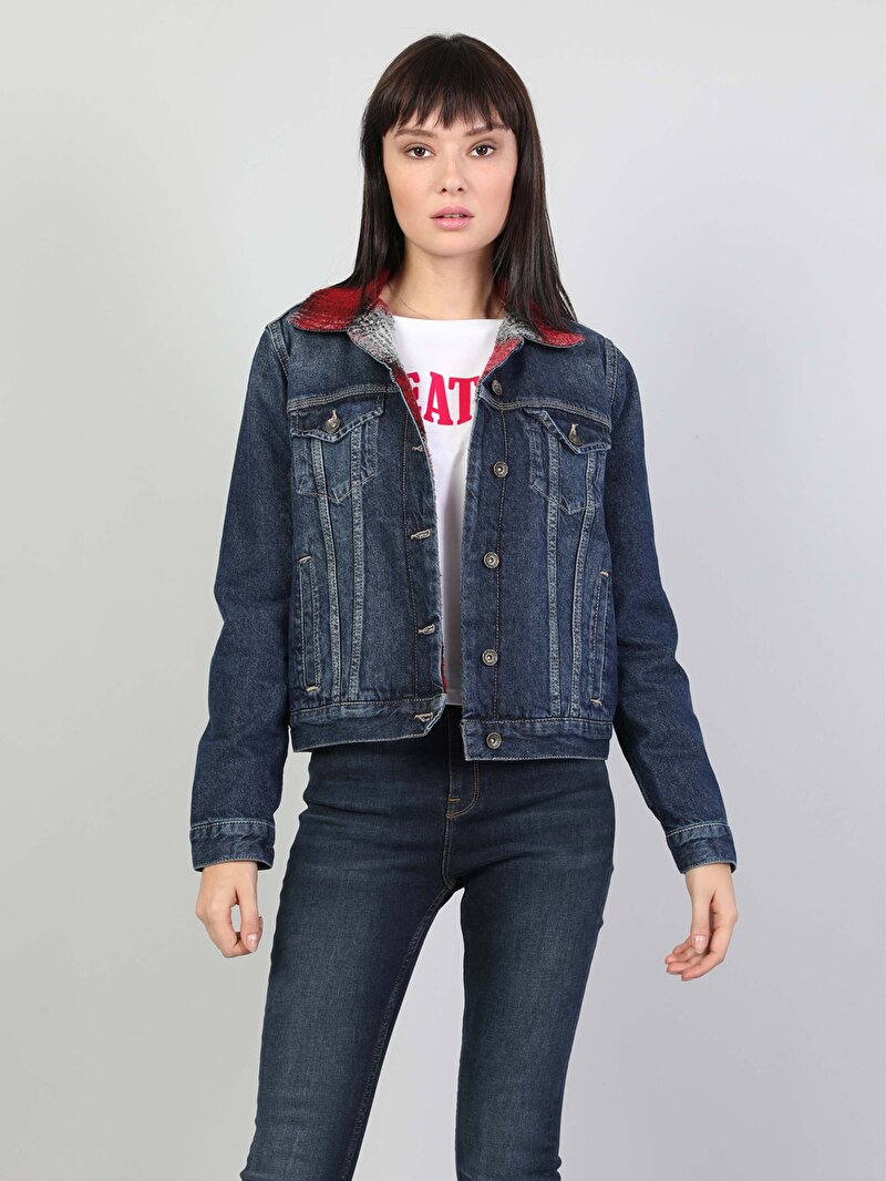 Показати інформацію про Джинсова Куртка Жіноча Синя Класичного Крою CL1047241
