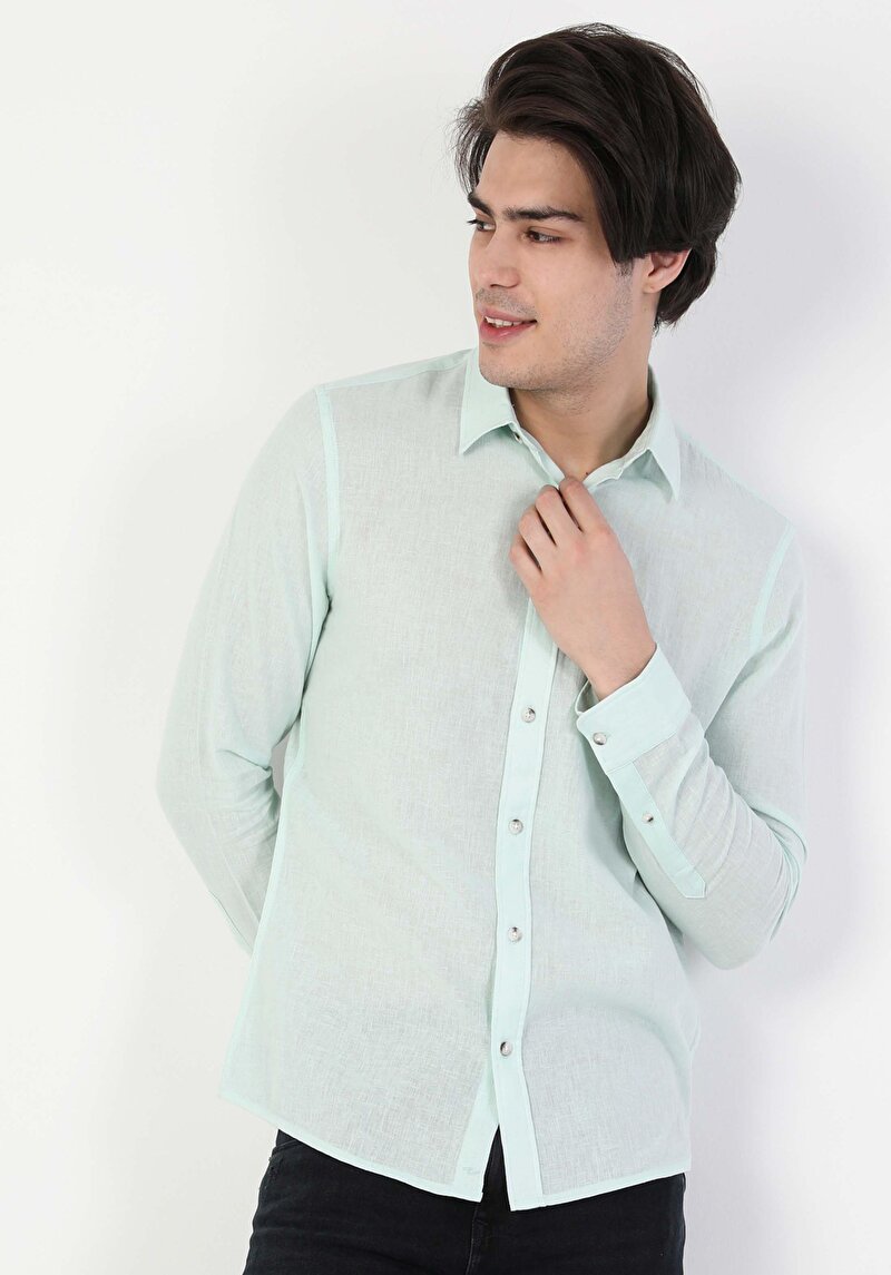 Зображення Сорочка З Довгим Рукавом Чоловіча Зелена  Cl1041771