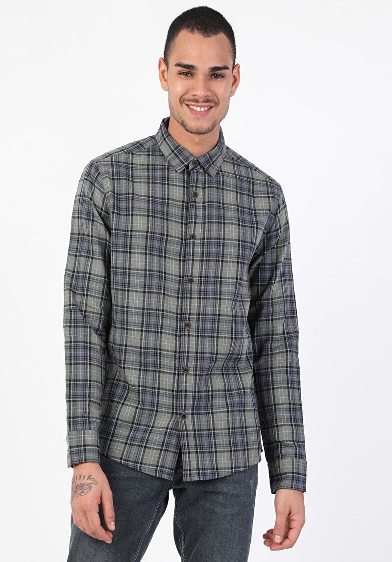 Зображення Сорочка З Довгим Рукавом Чоловіча Зелена  Cl1047451