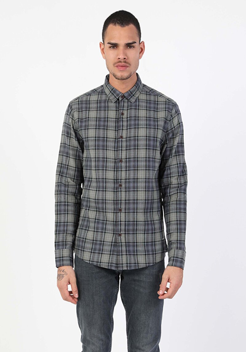 Показати інформацію про Сорочка З Довгим Рукавом Чоловіча Зелена  Cl1047451