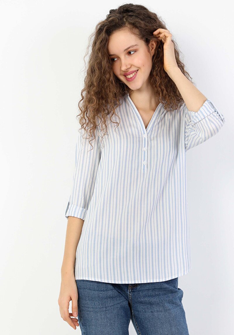 Зображення Сорочка З Довгим Рукавом Жіноча Блакитна  Cl1048441