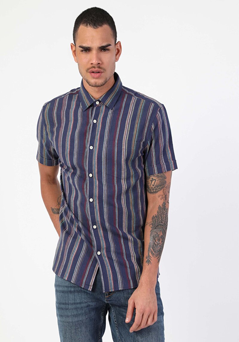 Зображення Сорочка З Коротким Рукавом Чоловіча Синя Cl1048508