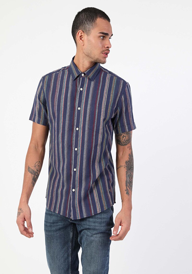 Зображення Сорочка З Коротким Рукавом Чоловіча Синя Cl1048508