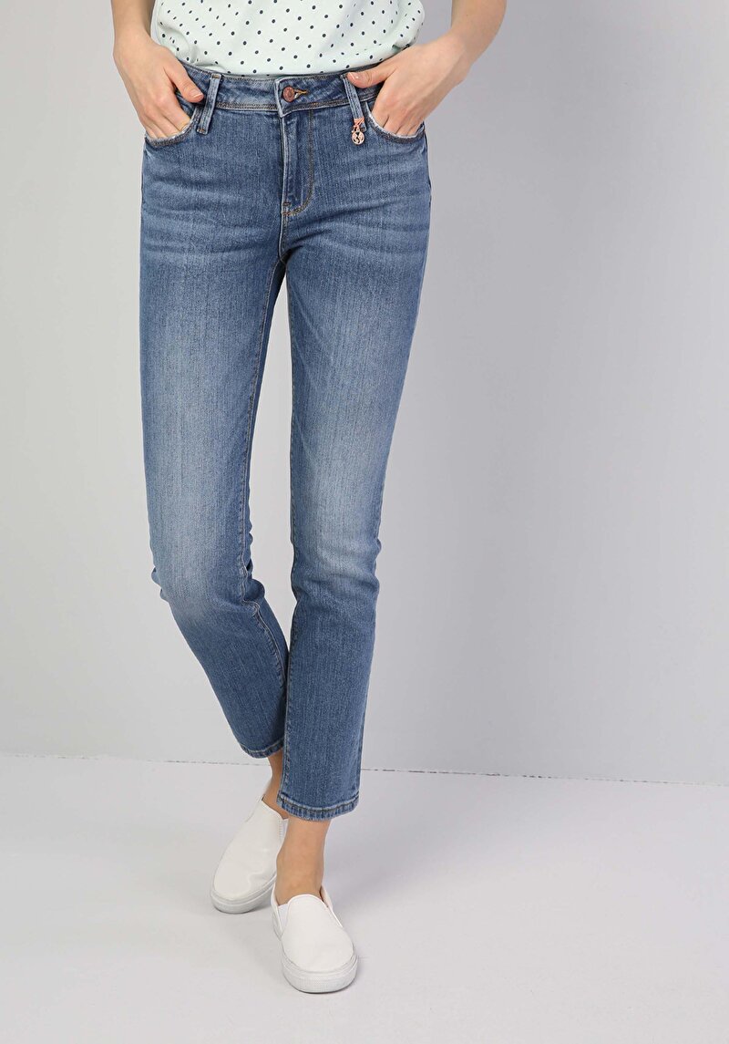 Зображення 703 Carla Джинси Жіночі Блакитні Вузького Крою Cl1043834