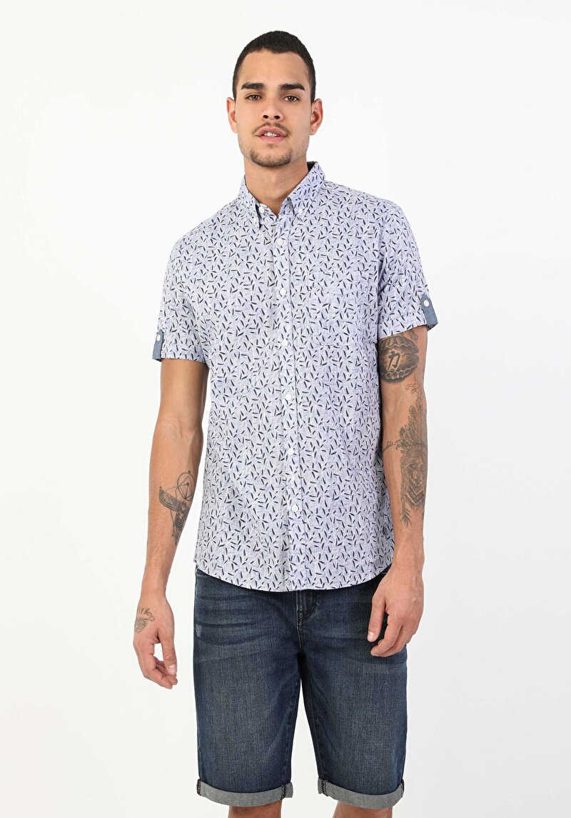 Зображення Сорочка З Коротким Рукавом Чоловіча Блакитна Cl1048520