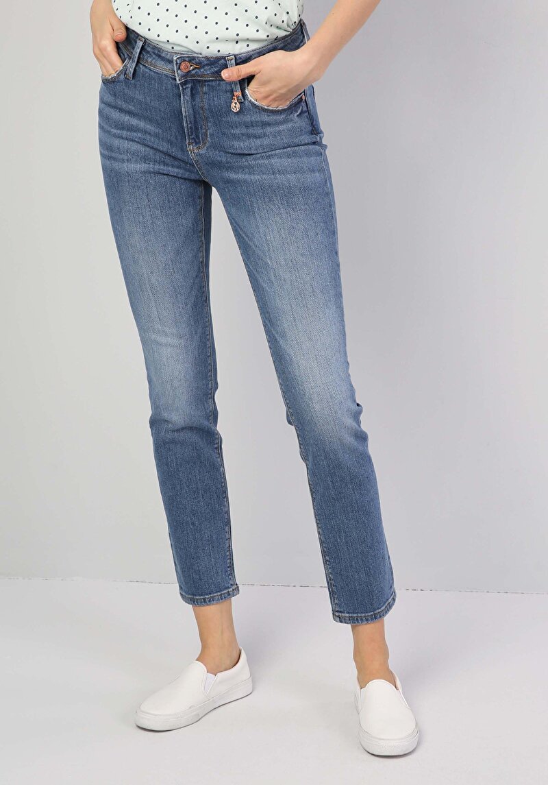 Зображення 703 Carla Джинси Жіночі Блакитні Вузького Крою Cl1043834