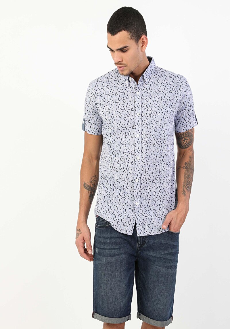 Показати інформацію про Сорочка З Коротким Рукавом Чоловіча Блакитна  Cl1048520